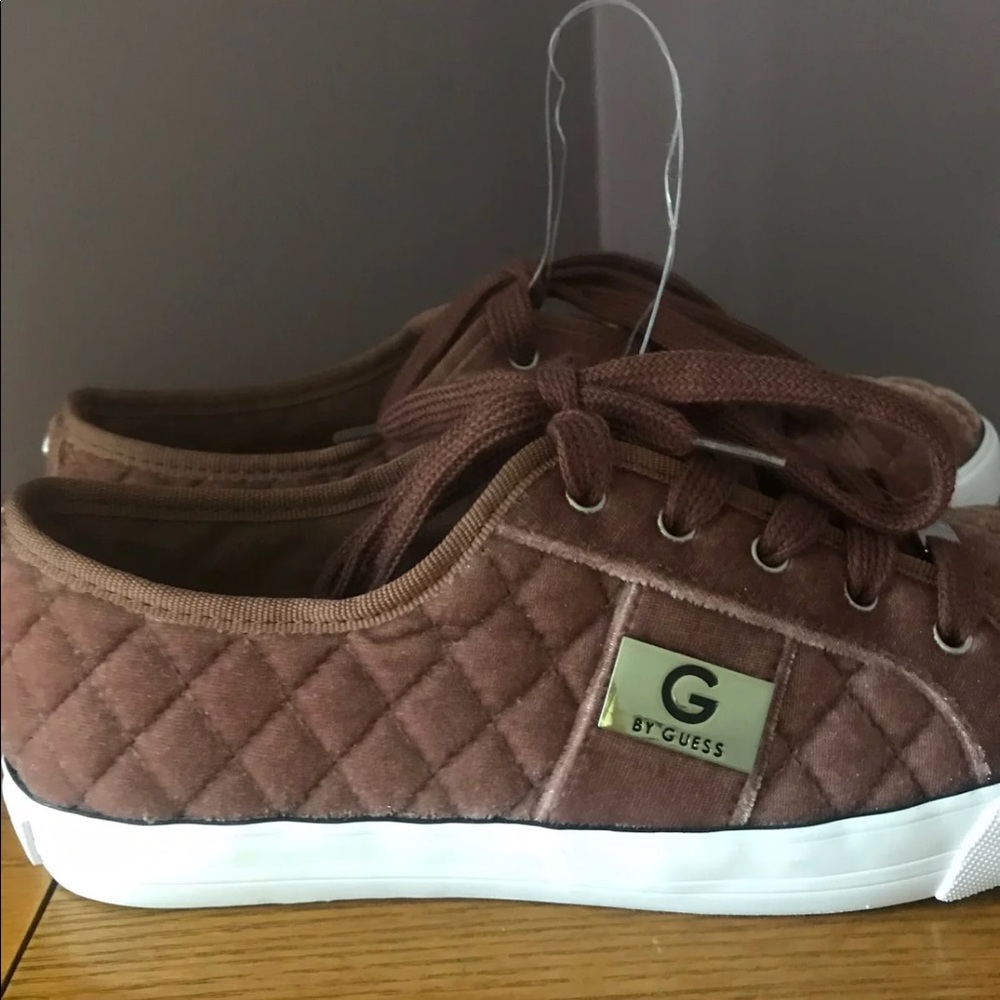 G By GUESS Brown Mauve Pink Velvet Sneakers